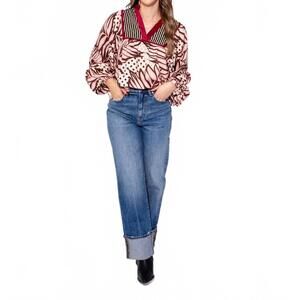 NEW THML bloom mix top in burgundy